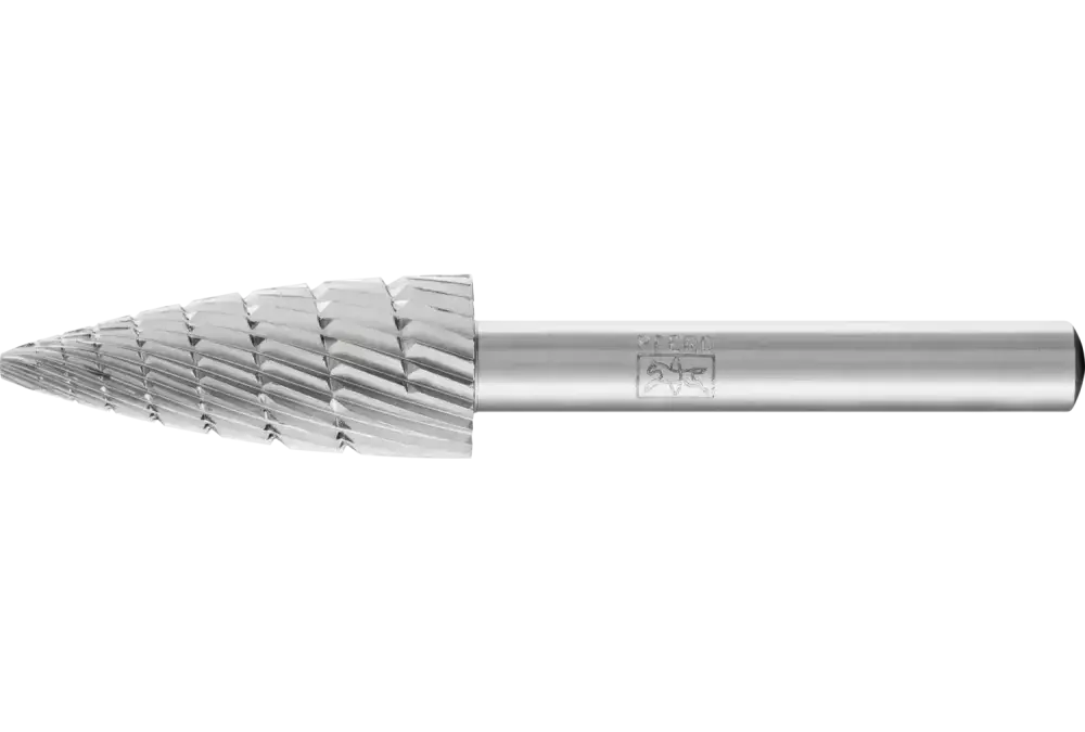 Trzpień frezarski HSS o kształcie pocisku K Ø 12 × 30 mm trzpień Ø 6 mm Z 3 uzębienie uniwersalne średnio drobne 1