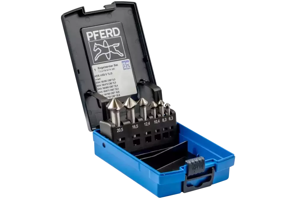 Zestaw 6 pogłębiaczy stożkowych 6,3-20,5mm HSS DIN 335 C 90° Pferd 25202154 1