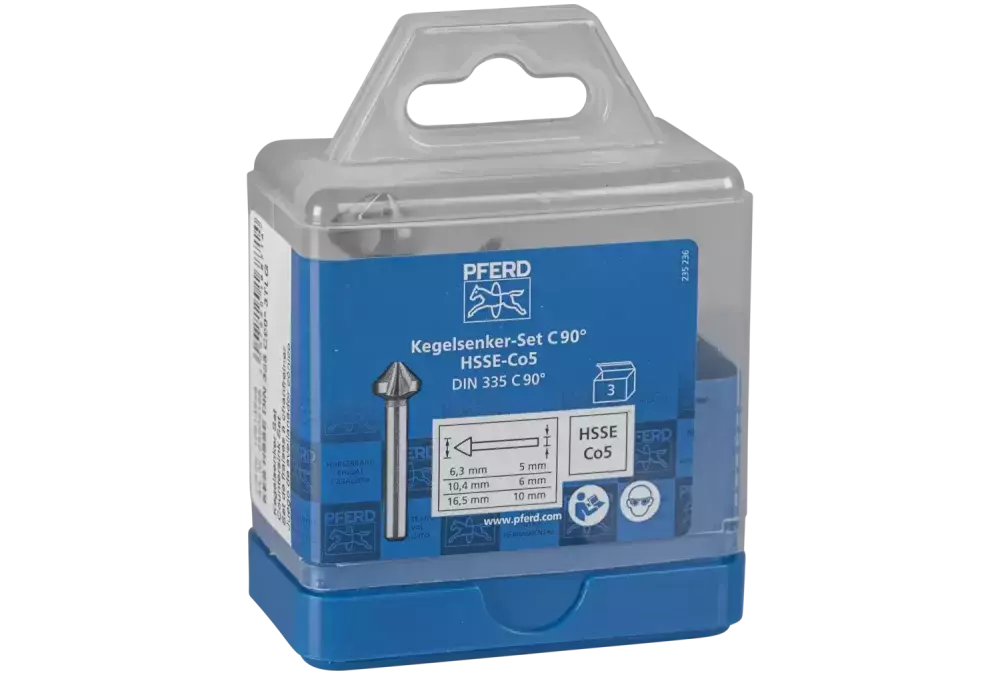 Zestaw 3 pogłębiaczy stożkowych 6,3-16,5mm HSSE DIN 335 C 90° Co5 Pferd 25202155 1