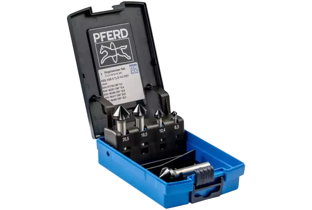 Zestaw 5 pogłębiaczy stożkowych 6,3-25,0mm HSS DIN 335 C 90° powłoka HICOAT HC-FEP Pferd 25202159 1