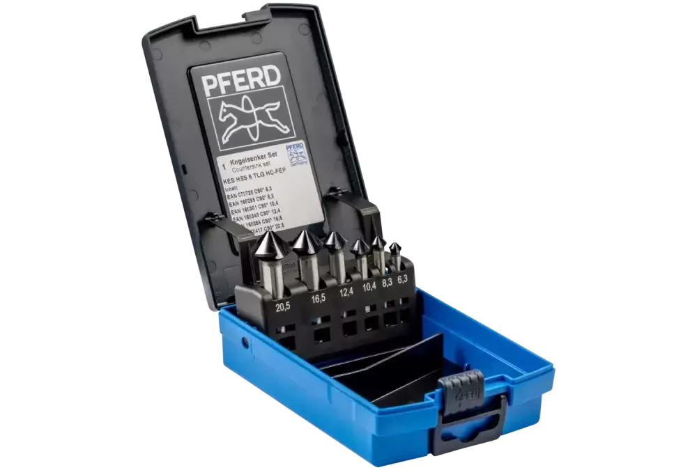 Zestaw 6 pogłębiaczy stożkowych 6,3-20,5mm HSS DIN 335 C 90° powłoka HICOAT HC-FEP Pferd 25202160 1