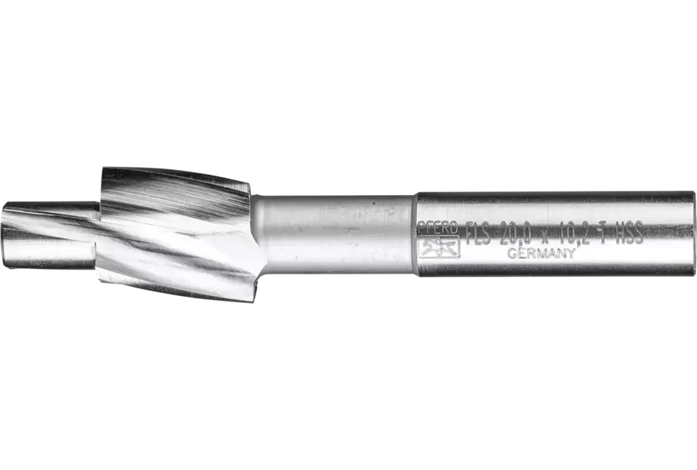 Płaski pogłębiacz HSS z czopem prowadzącym DIN 373 Ø 20,0 mm trzpień Ø 12 mm do gwintowanych otworów rdzeniowych Pferd 25203120 1