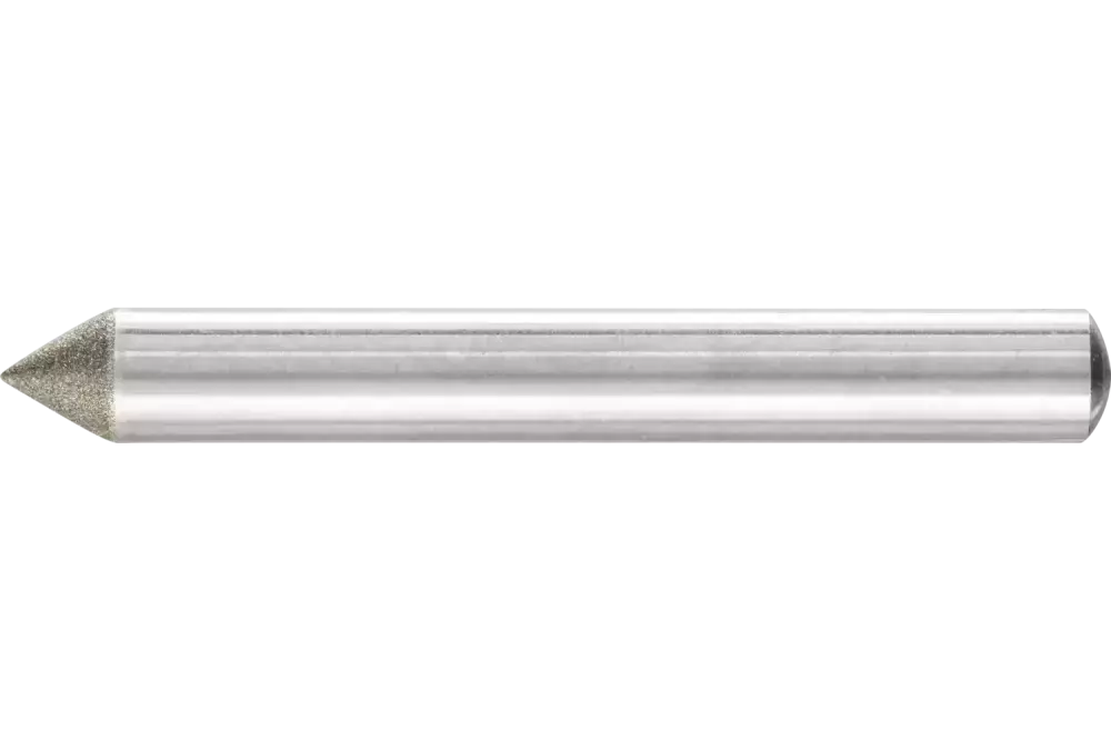 Diamentowa ściernica iglicowa Ø6 × 60°, trzpień Ø6 mm D64 (drobna) do fazowania / usuwania gratów / obniżania 1