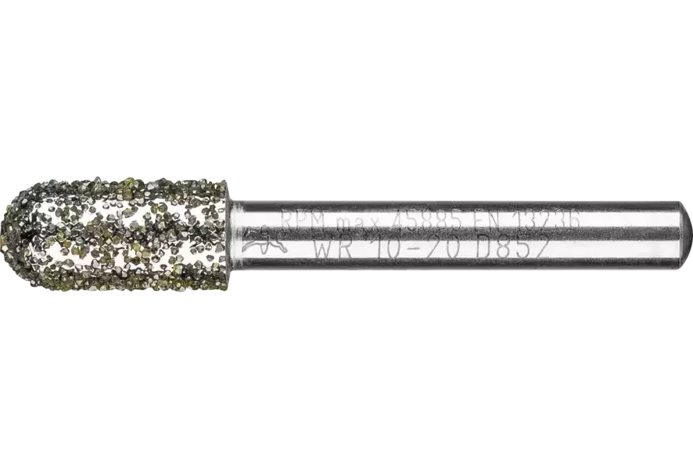 Diamentowa ściernica kulisto-walcowa Ø 10,0 mm, trzpień Ø 6 mm D852 (bardzo zgrubna) do usuwania gratów 1
