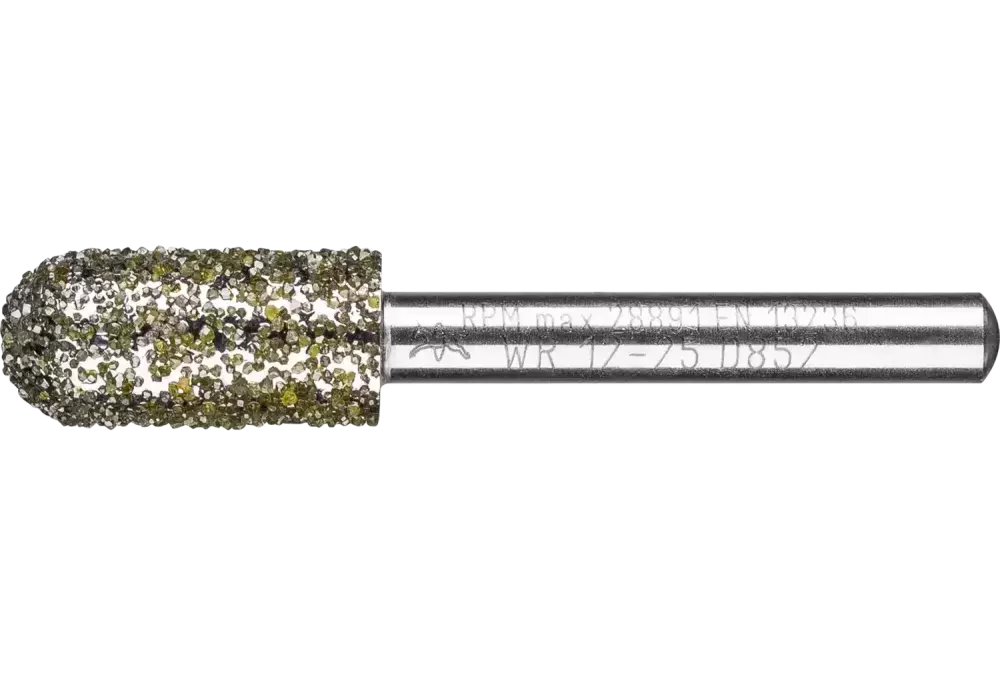 Diamentowa ściernica kulisto-walcowa Ø12,0 mm, trzpień Ø6 mm D852 (bardzo zgrubna) do usuwania gratów 1