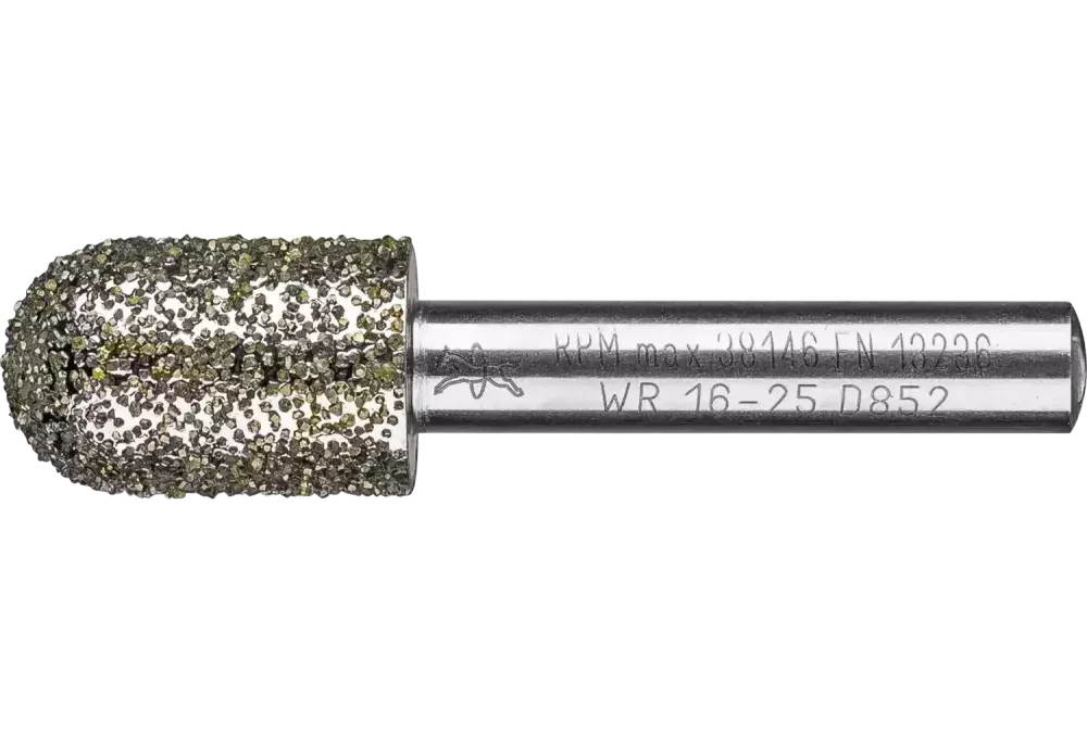 Diamentowa ściernica kulisto-walcowa Ø16,0 mm, trzpień Ø8 mm D852 (bardzo zgrubna) do usuwania gratów 1