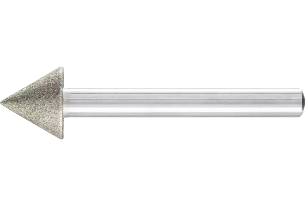 Diamentowa ściernica trzpieniowa iglica Ø 15 × 60° trzpień Ø 6 mm D126 (środek) do fazowania / usuwania gratów / obniżania 1