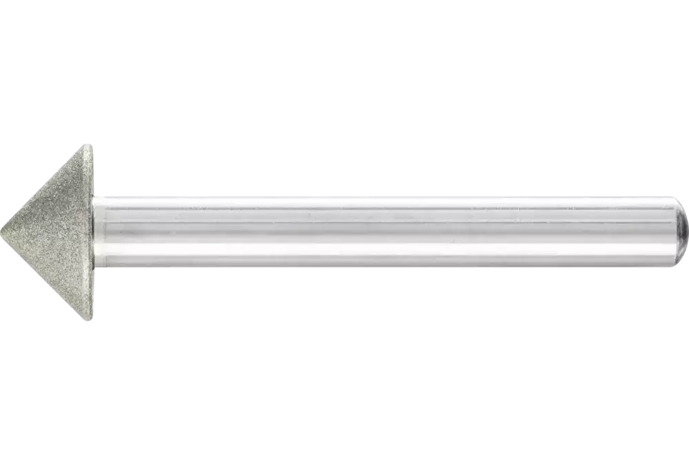 Diamentowa ściernica iglicowa Ø15 × 90°, trzpień Ø6 mm D64 (drobna) do fazowania / usuwania gratów / obniżania 1