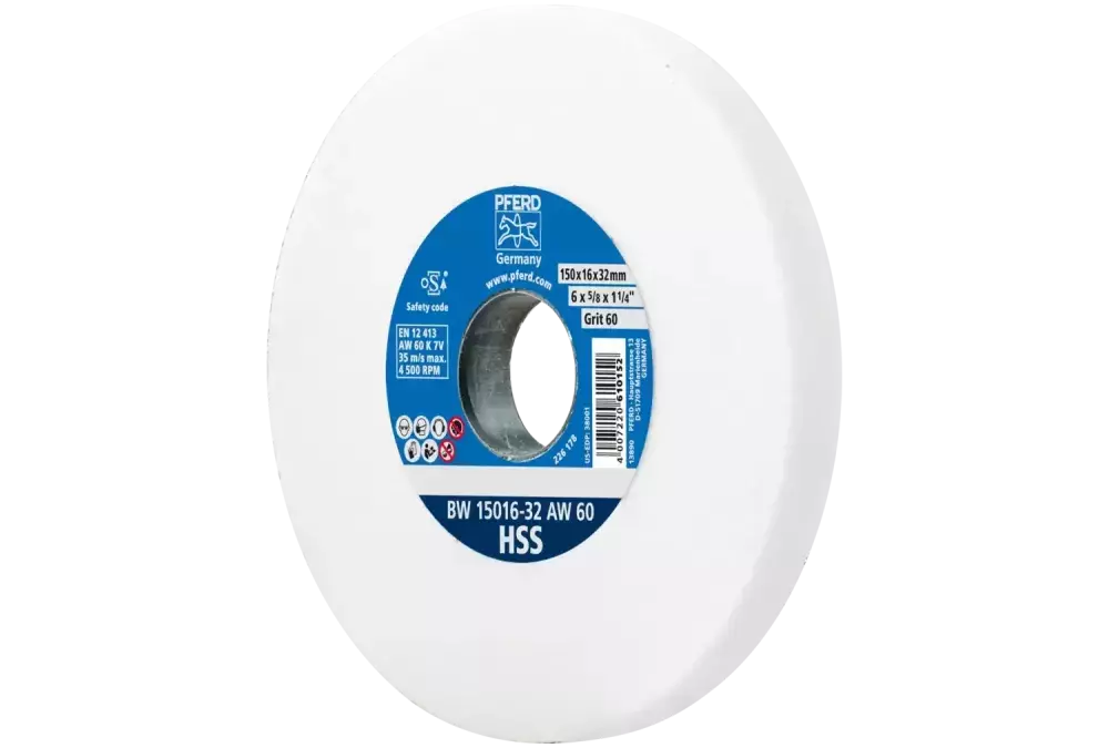 Kamień szlifierski Ø 150 × 16 mm otwór Ø 32 mm A60 do ostrzenia wierteł ze stali szybkotnącej HSS 1