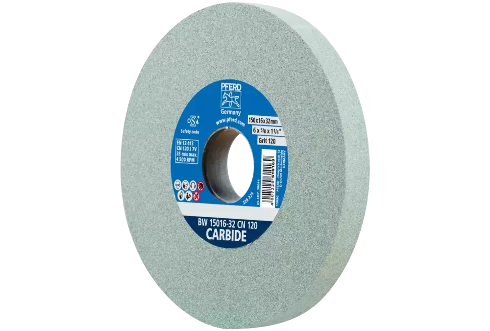 Kamień szlifierski Ø 150 × 16 mm otwór Ø 32 mm SiC120 do materiałów twardych, np. stopów twardych 1