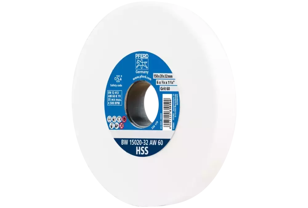 Kamień szlifierski Ø 150 × 20 mm otwór Ø 32 mm A60 do ostrzenia wierteł ze stali szybkotnącej HSS 1