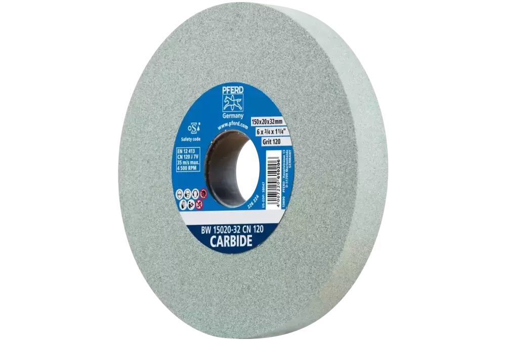Kamień szlifierski Ø 150 × 20 mm otwór Ø 32 mm SiC120 do materiałów twardych, np. stopów twardych 1