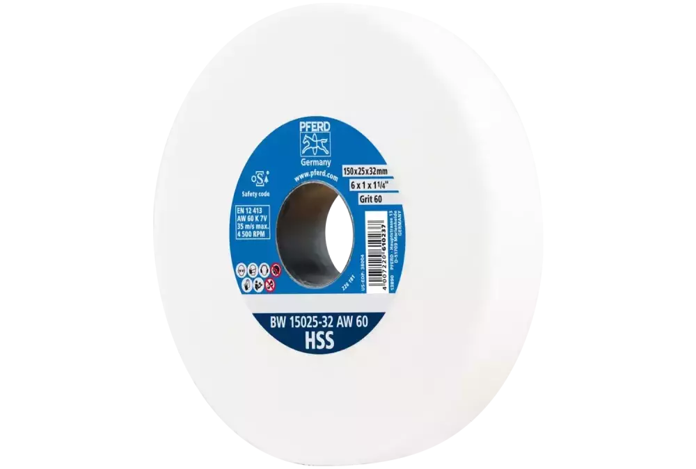 Kamień szlifierski Ø 150 × 25 mm otwór Ø 32 mm A60 do ostrzenia wierteł ze stali szybkotnącej HSS 1