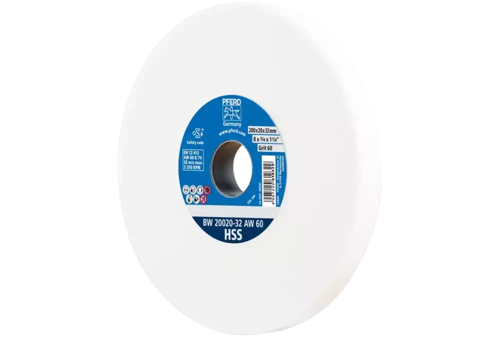 Kamień szlifierski Ø 200 × 20 mm otwór Ø 32 mm A60 do ostrzenia wierteł ze stali szybkotnącej HSS 1
