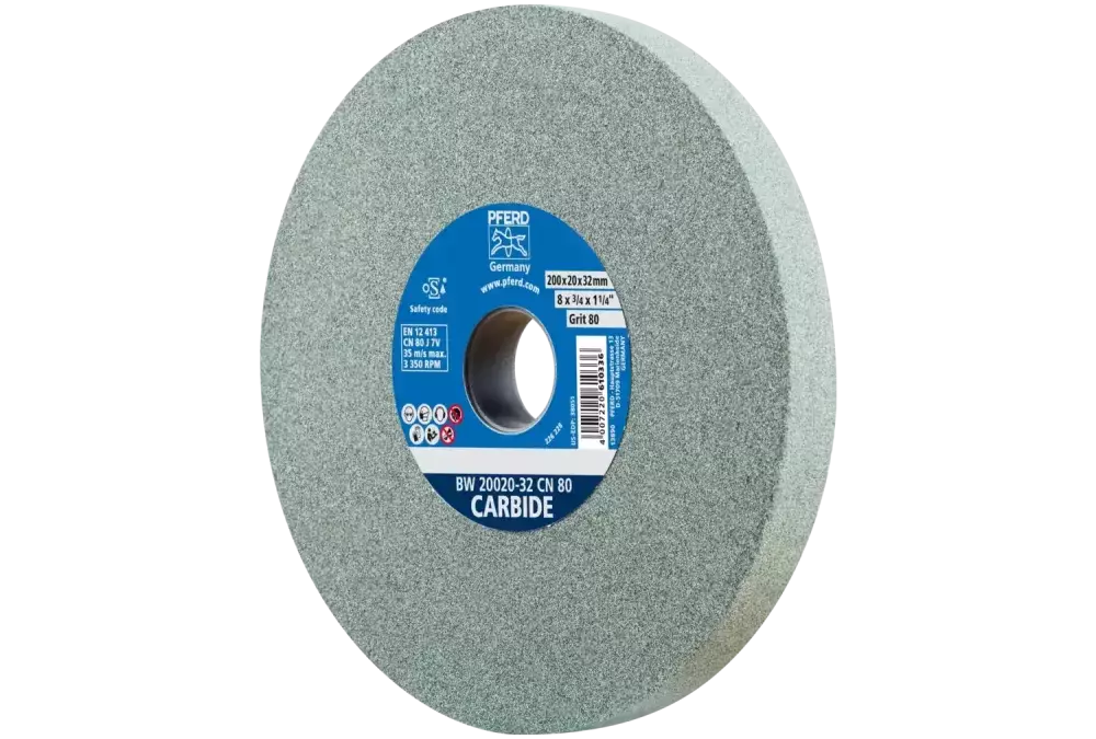 Kamień szlifierski Ø 200 × 20 mm otwór Ø 51 mm SiC80 do materiałów twardych, np. stopów twardych 1