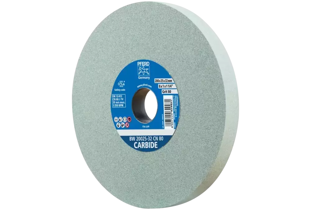 Kamień szlifierski Ø 200 × 25 mm otwór Ø 32 mm SiC80 do materiałów twardych, np. stopów twardych 1