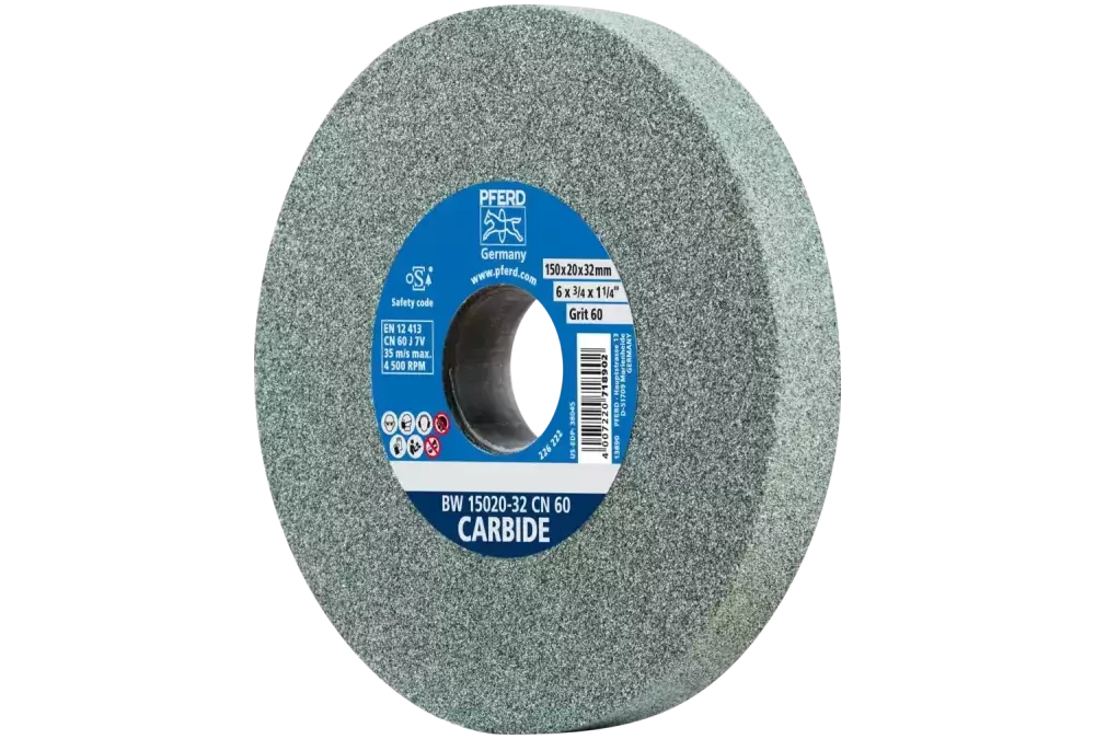 Kamień szlifierski Ø 150 × 20 mm otwór Ø 32 mm SiC60 do materiałów twardych, np. stopów twardych 1