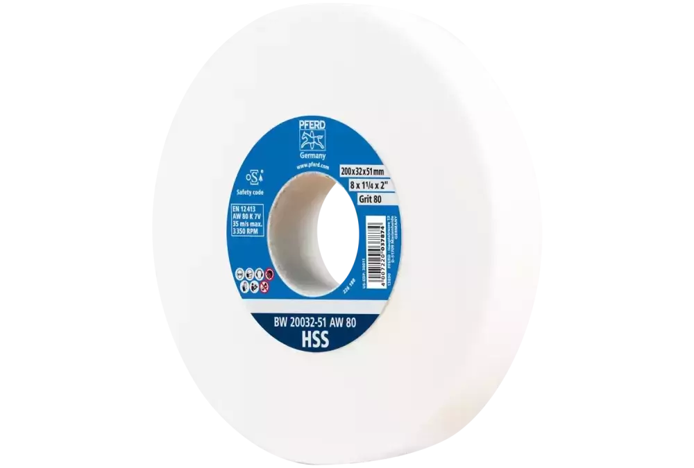Kamień szlifierski Ø 200 × 32 mm otwór Ø 51 mm A80 do ostrzenia wierteł ze stali szybkotnącej HSS 1
