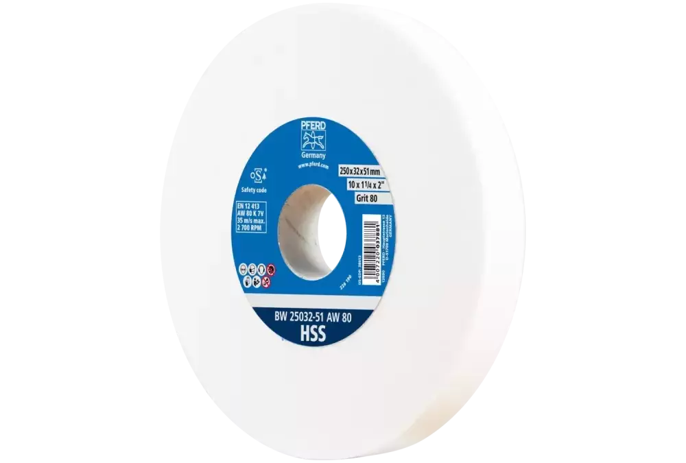 Kamień szlifierski Ø 250 × 32 mm otwór Ø 51 mm A80 do ostrzenia wierteł ze stali szybkotnącej HSS 1