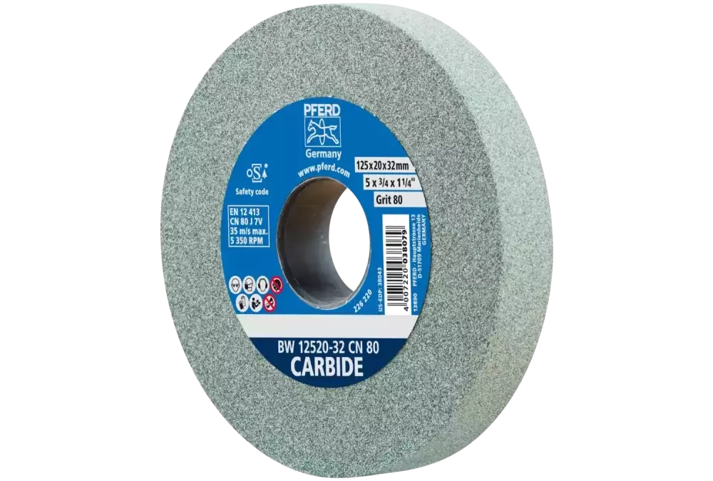 Kamień szlifierski Ø125 × 20 mm otwór Ø32 mm SiC80 do materiałów twardych, np. stopów twardych 1