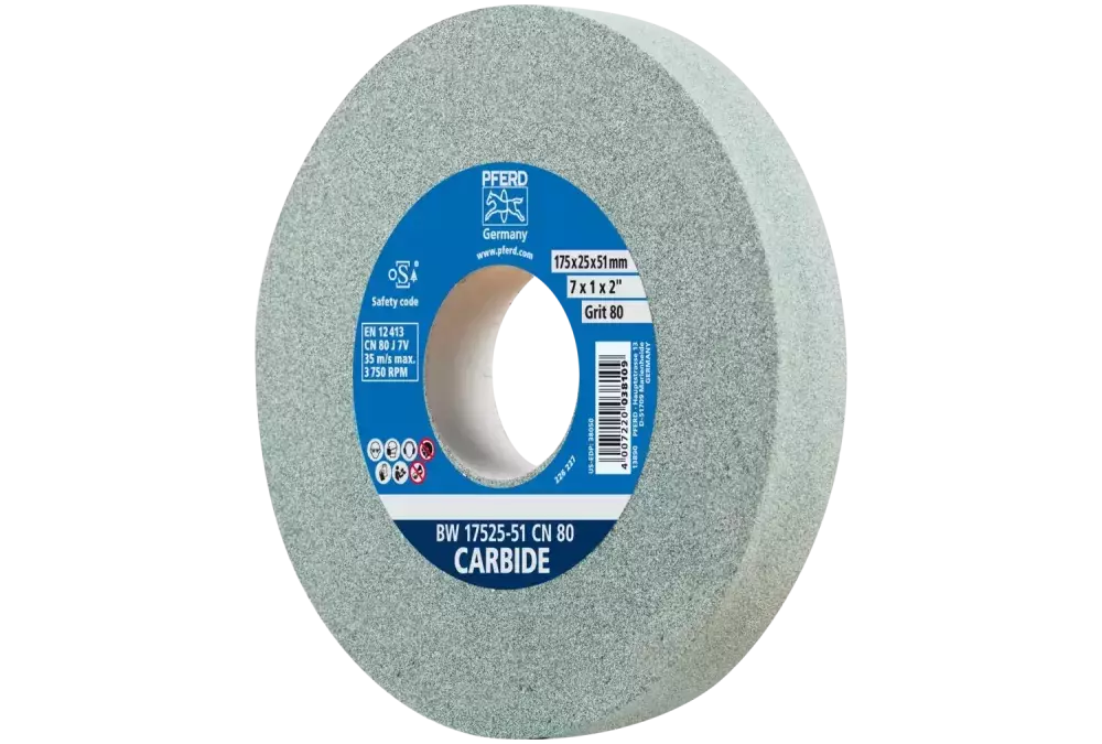 Kamień szlifierski Ø 175 × 25 mm otwór Ø 51 mm SiC80 do materiałów twardych, np. stopów twardych 1