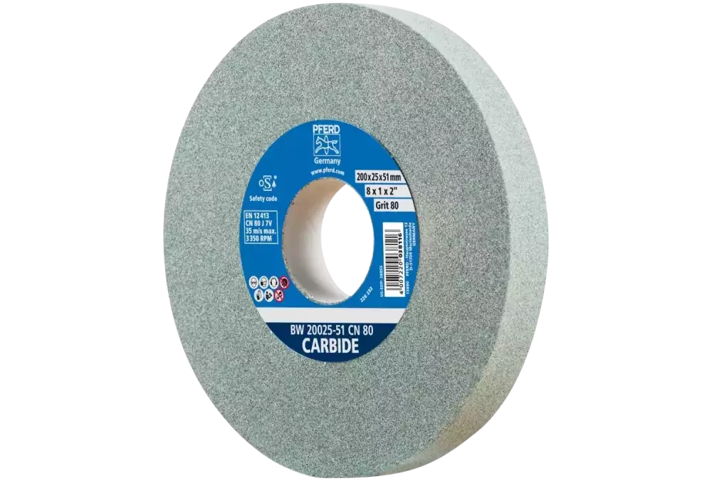 Kamień szlifierski Ø 200 × 25 mm otwór Ø 51 mm SiC80 do materiałów twardych, np. stopów twardych 1