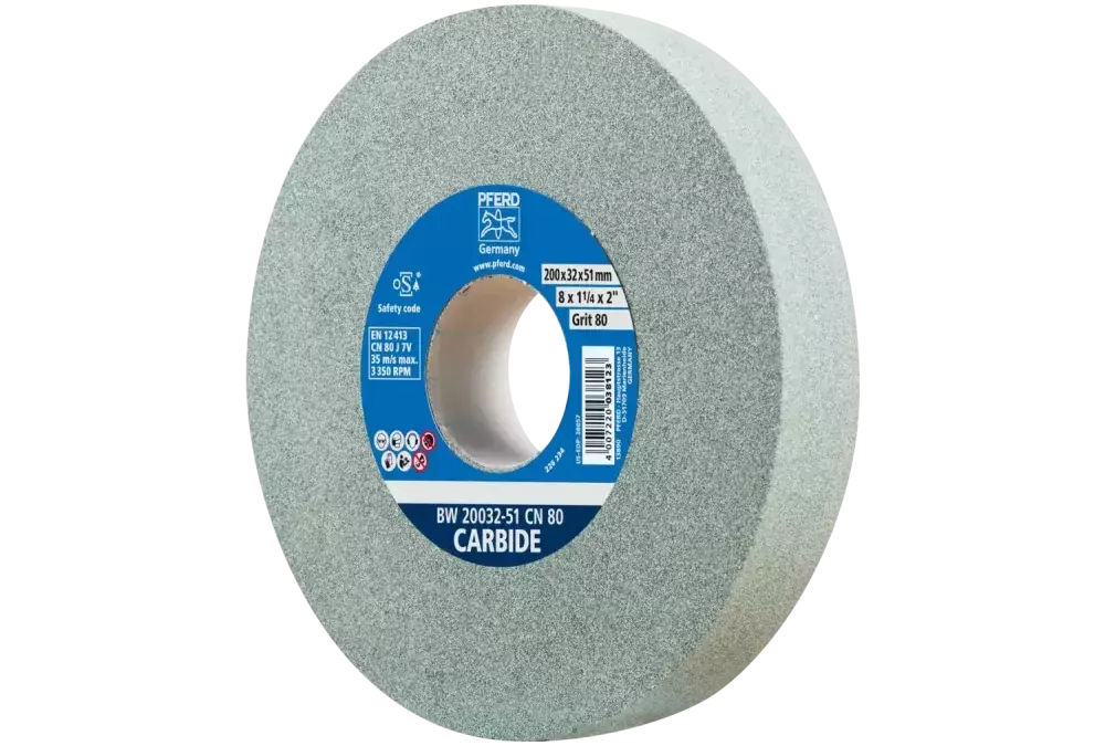 Kamień szlifierski Ø 200 × 32 mm otwór Ø 51 mm SiC80 do materiałów twardych, np. stopów twardych 1
