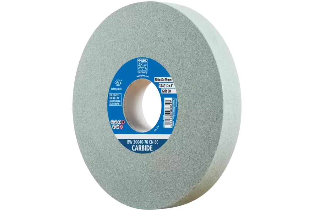 Kamień szlifierski Ø 300 × 40 mm otwór Ø 76 mm SiC80 do materiałów twardych, np. stopów twardych 1