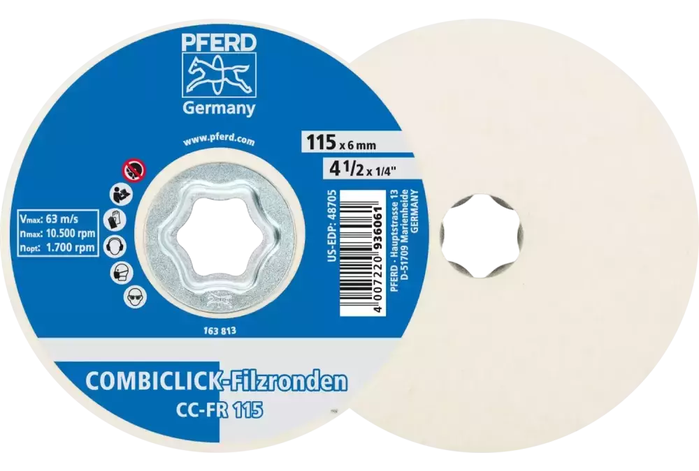 Krążki filcowe COMBICLICK CC-FR Ø 115 mm do polerowania wstępnego oraz polerowania na wysoki połysk 1