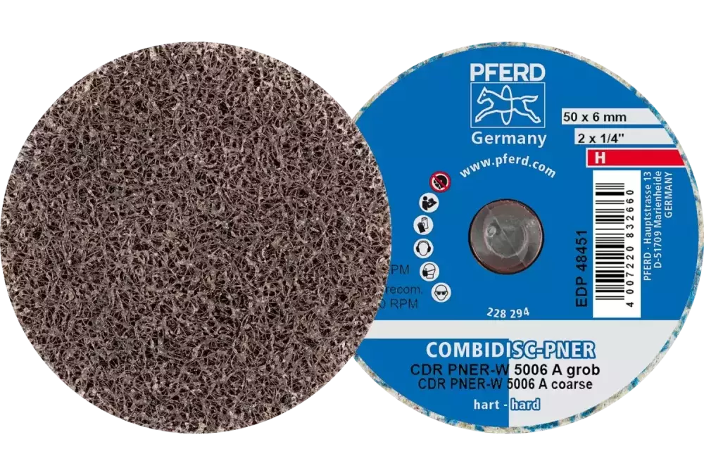 Prasowany wykrój włókninowy COMBIDISC CDR PNER Ø 50 mm twardy A gruboziarnisty do wykańczania 1