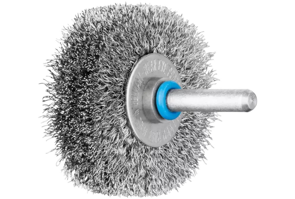 Szczotka tarczowa niepleciona INOX-TOTAL RBUIT Ø50 × 15 mm trzpień Ø6 mm drut ze stali nierdzewnej Ø0,20 1