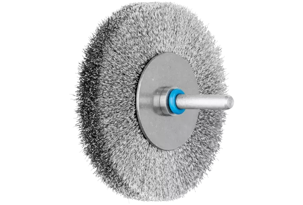 Szczotka tarczowa niepleciona INOX-TOTAL RBUIT Ø80 × 15 mm trzpień Ø6 mm drut ze stali nierdzewnej Ø0,15 1