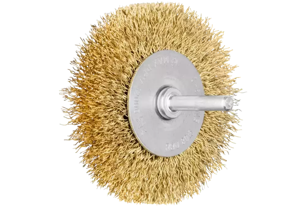 Szczotka tarczowa niepleciona RBU Ø80 × 15 mm trzpień Ø6 mm drut mosiężny Ø0,30 1