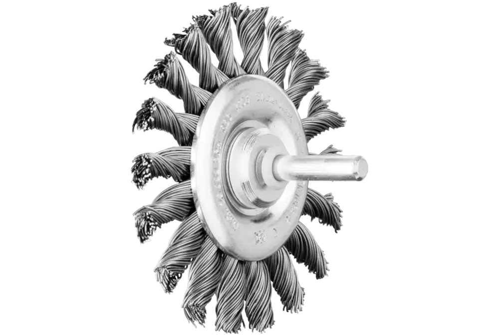 Szczotka tarczowa pleciona RBG Ø76 × 6 mm trzpień Ø6 mm drut stalowy Ø0,50 1