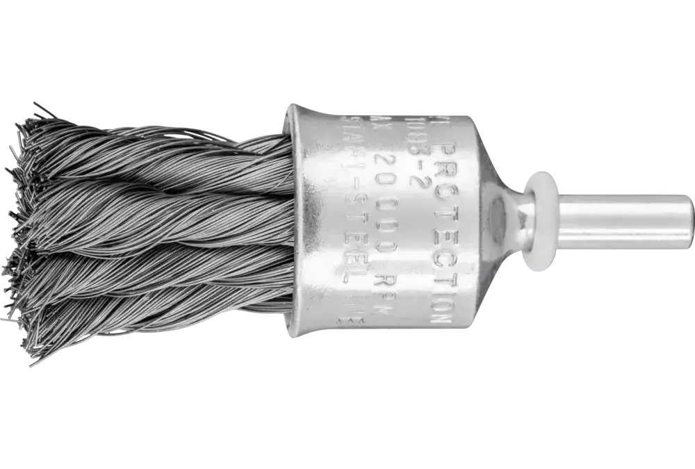 Pleciona szczotka-pędzelek PBG Ø23 mm trzpień Ø6 mm drut stalowy Ø0,25 1