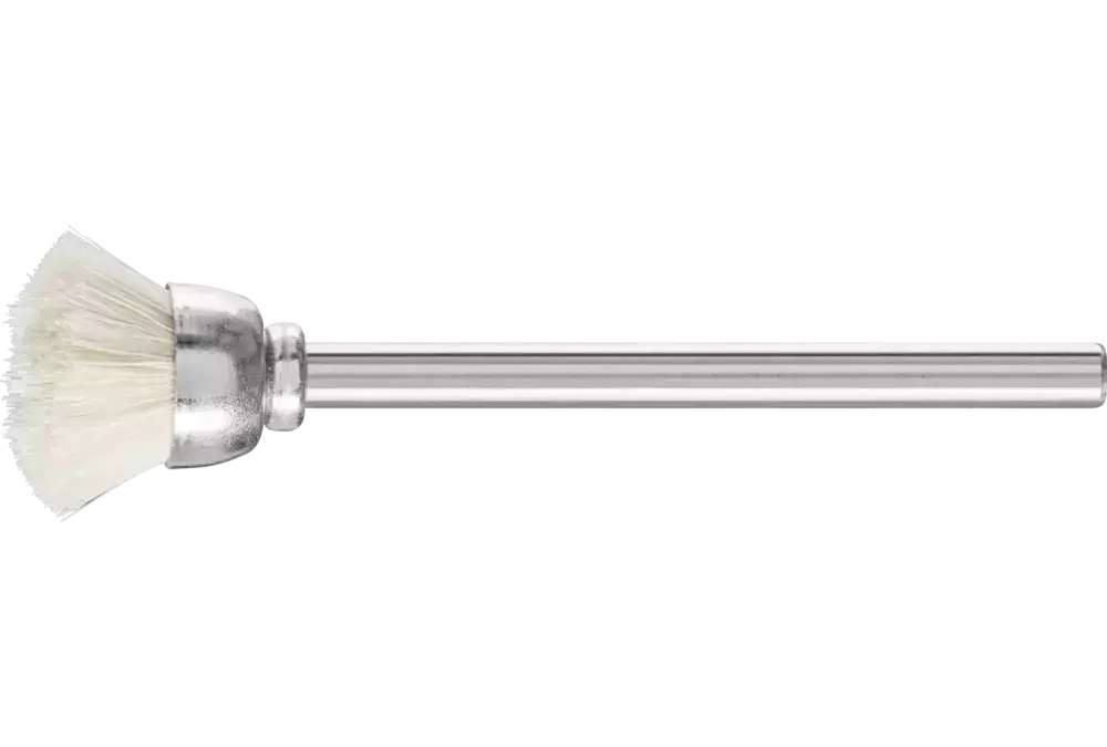 Miniaturowa szczotka garnkowa TBU Ø15 mm trzpień Ø3 mm białe włosie kozie 1