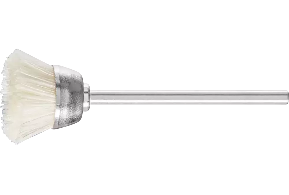 Miniaturowa szczotka garnkowa TBU Ø18 mm trzpień Ø2,34 mm biała szczecina 1