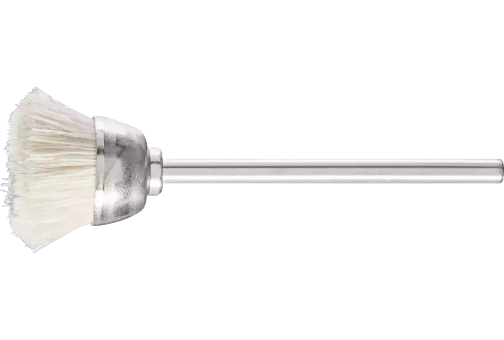 Miniaturowa szczotka garnkowa TBU Ø18 mm trzpień Ø2,34 mm białe włosie kozie 1