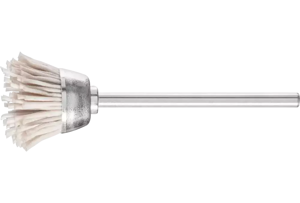 Miniaturowa szczotka garnkowa TBU Ø18 mm trzpień Ø2,34 mm włókno z tlenku glinu Ø0,50 mm ziarno 320 1