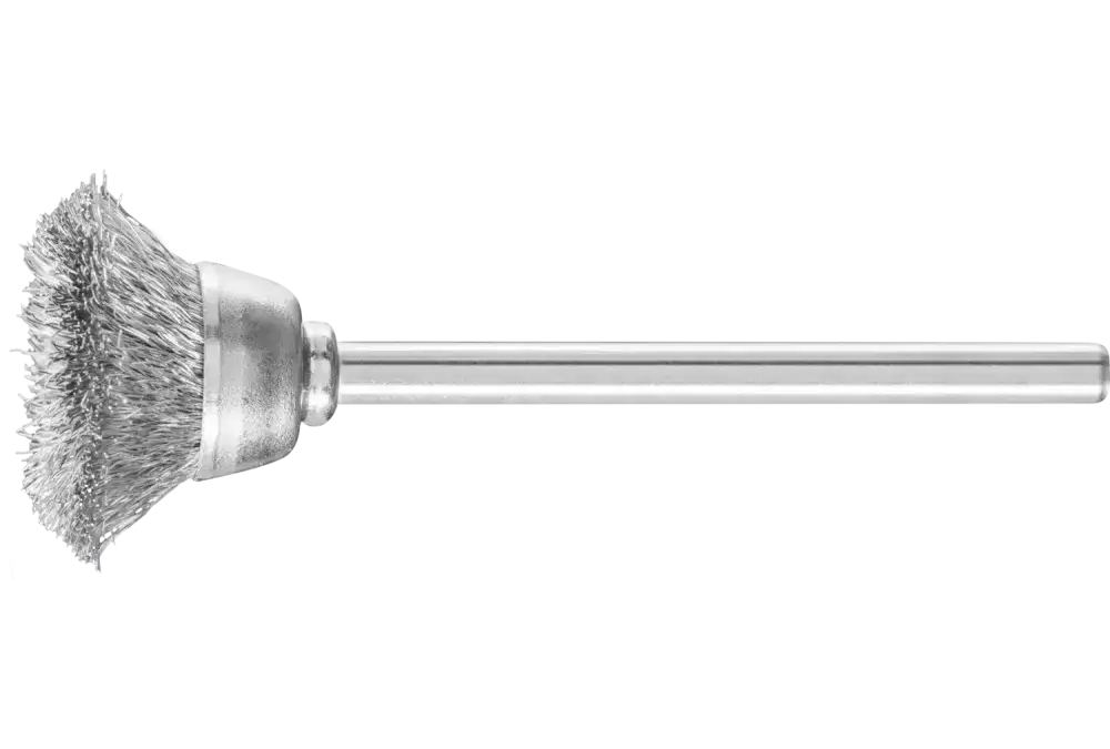 Miniaturowa szczotka garnkowa TBU Ø18 mm trzpień Ø3 mm drut stalowy Ø0,10 1