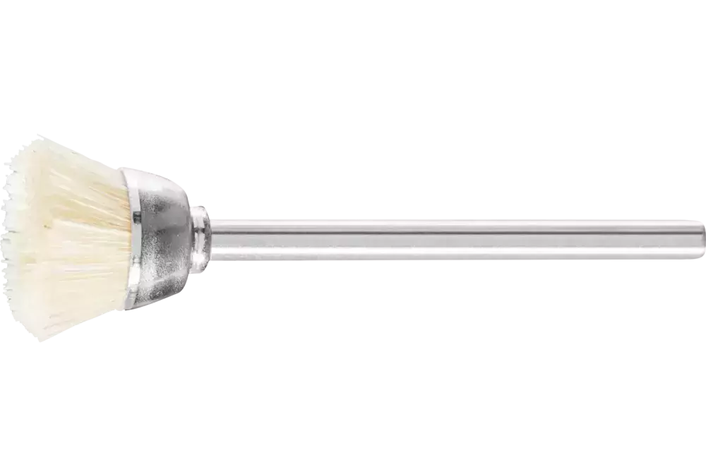 Miniaturowa szczotka garnkowa TBU Ø18 mm trzpień Ø3 mm biała szczecina 1