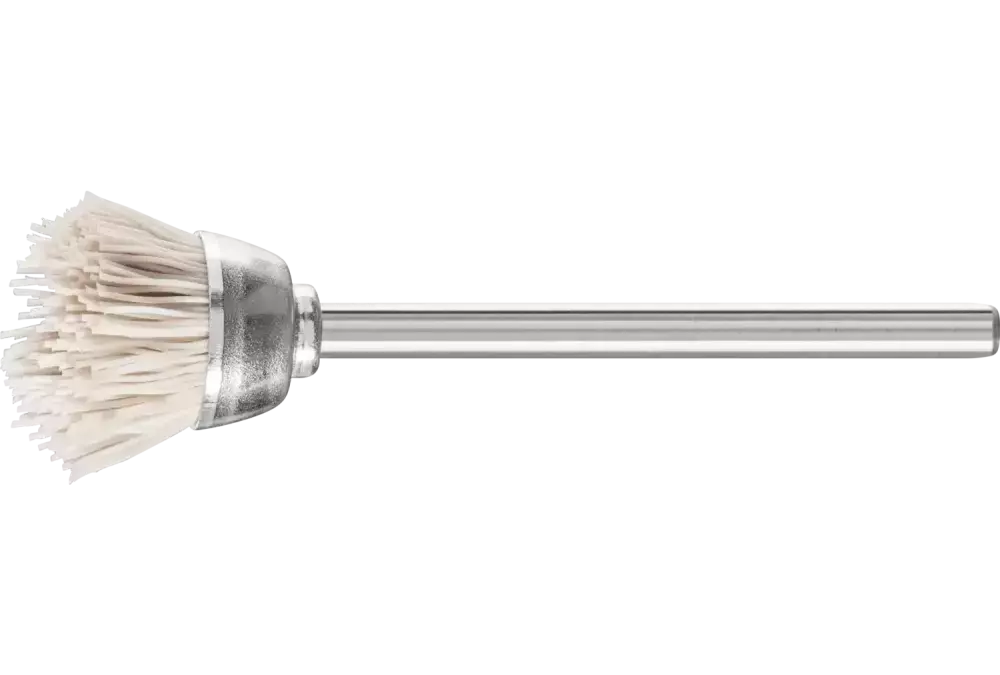 Miniaturowa szczotka garnkowa TBU Ø18 mm trzpień Ø3 mm włókno z tlenku glinu Ø0,30 ziarno 600 1