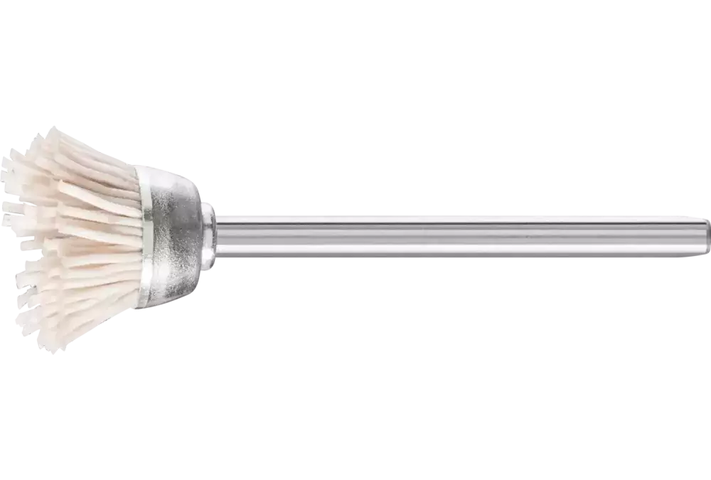 Miniaturowa szczotka garnkowa TBU Ø 18 mm trzpień Ø 3 mm włókno z tlenku glinu Ø 0,50 mm ziarno 320 1