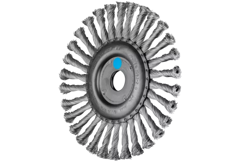 Szczotka tarczowa pleciona RBG Ø178 × 13 × 22,2 mm, drut ze stali nierdzewnej Ø0,50 mm do szlifierki kątowej 1