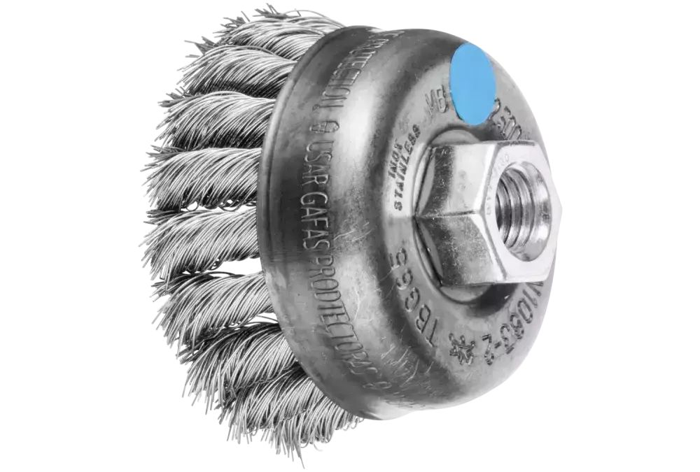 Szczotka garnkowa pleciona TBG Ø 65 mm M14 drut ze stali szlachetnej Ø 0,35 mm do szlifierki kątowej 1