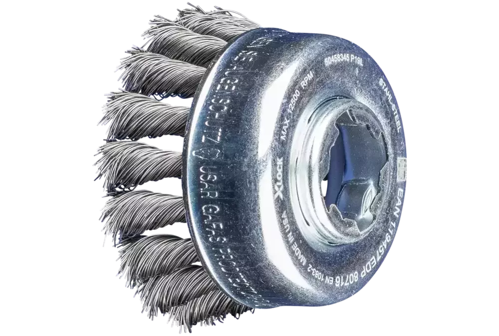 Szczotka garnkowa pleciona TBG Ø 65 mm, otwór 22,2 mm/X-LOCK drut ze stali Ø 0,35 mm do szlifierki kątowej 1