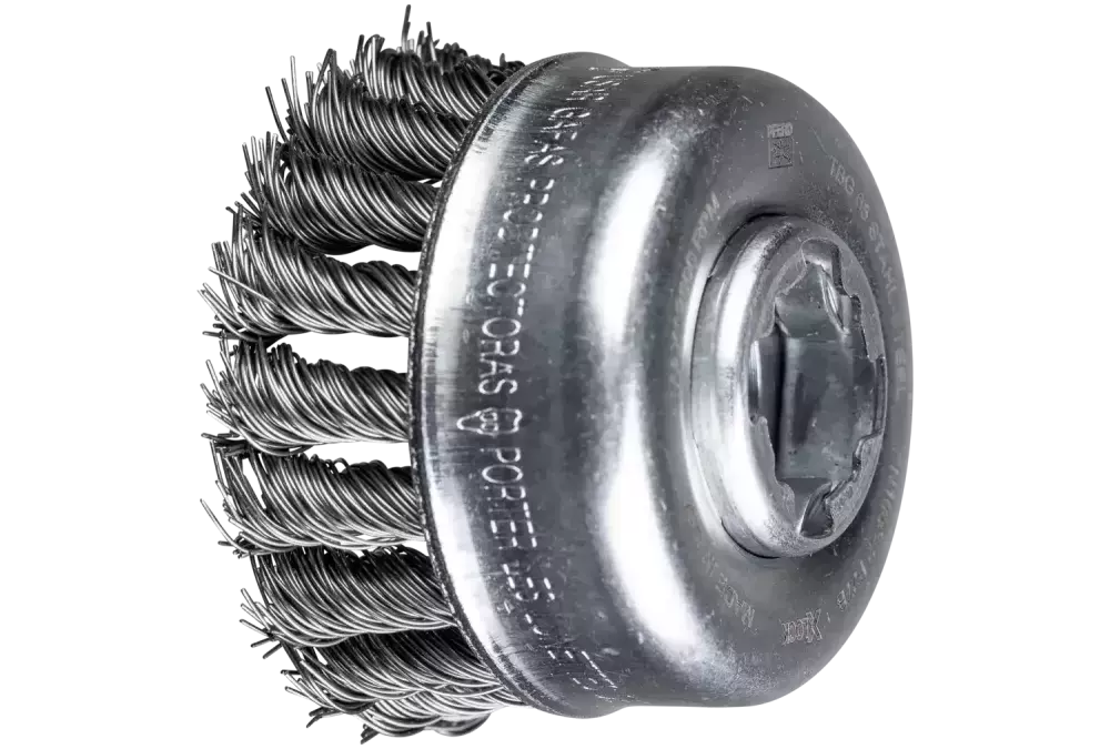 Szczotka garnkowa pleciona TBG Ø 65 mm, otwór 22,2 mm/X-LOCK drut ze stali szlachetnej Ø 0,50 mm do szlifierki kątowej 1