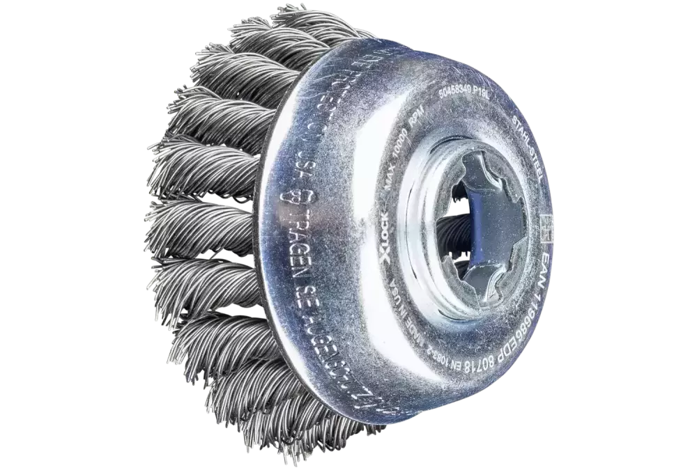 Szczotka garnkowa pleciona TBG Ø 80 mm, otwór 22,2 mm/X-LOCK drut ze stali Ø 0,50 mm do szlifierki kątowej 1