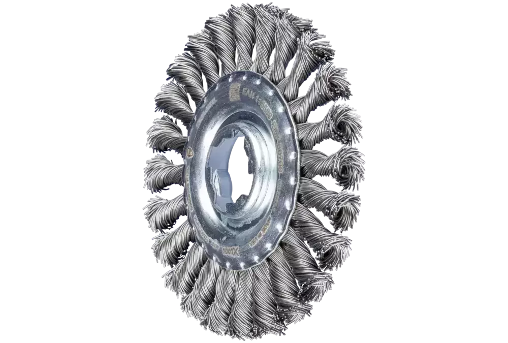 Szczotka tarczowa pleciona RBG Ø 115 × 12 otwór 22,2 mm / X-LOCK drut stalowy Ø 0,50 mm do szlifierki kątowej 1