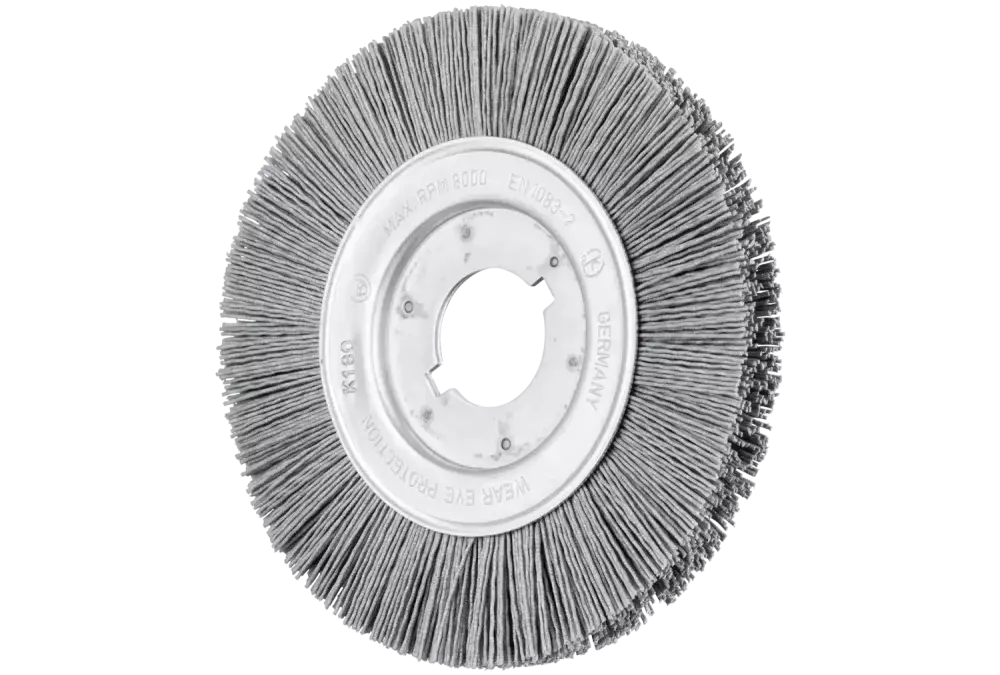 Szczotka tarczowa wąska niepleciona RBU Ø150 × 16xvariable otwór, włókno SiC Ø0,90 ziarno 180 1